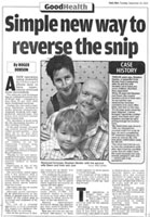 Raj Persad vasectomy reversal specialist newspaper article